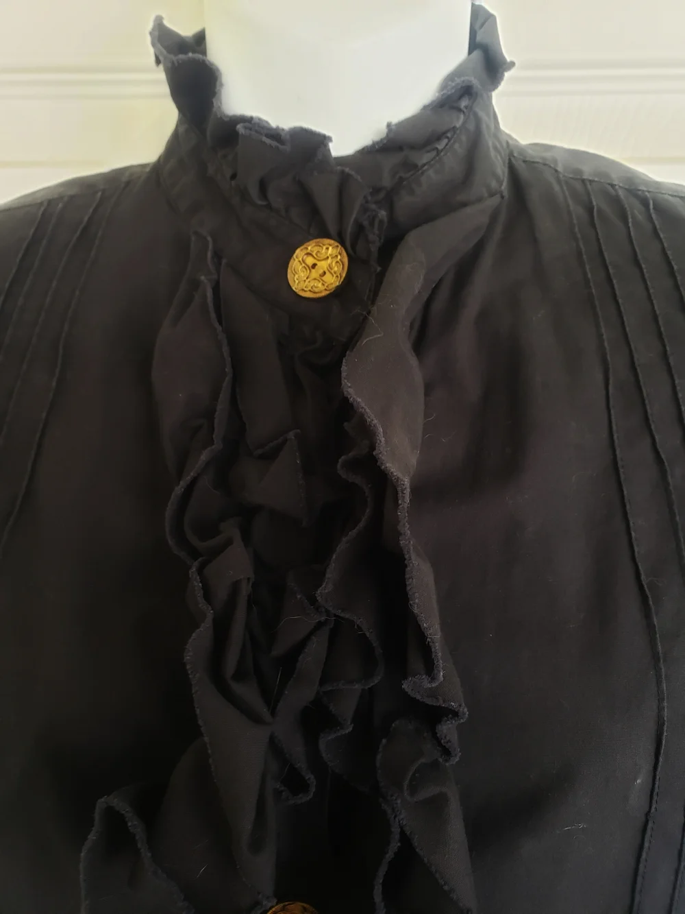 Victorian Style Black Ruffled Short Sleeve Blouse, Whimsigoth - Picture 2 of 4